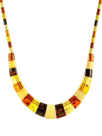 Stylish Flat Natural Amber Necklace "Egypt", Length: 43, image 