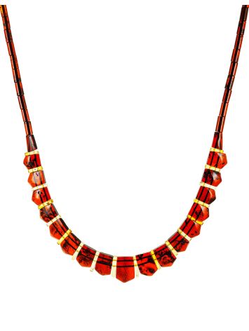 Beautiful flat natural amber necklace "Cleopatra", Length: 48.5, image 
