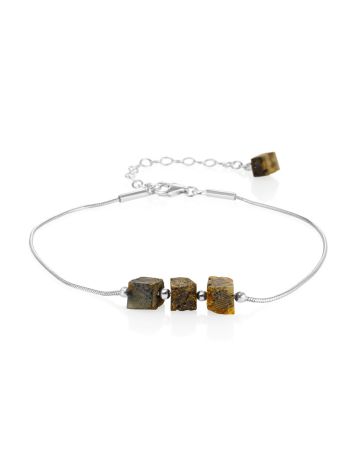 Minimalist Chain Bracelet With Amber Cubes, image 
