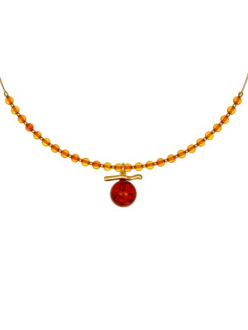 Minimalist Beoluna™ hoop choker made of natural amber with gold-plated brass hardware, image 