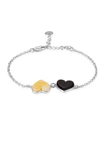 Delicate “Amber Heart” bracelet with contrasting inserts, Length: 15, image 