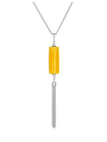 Feminine chain necklace with an amber pendant, Length: 47, image 