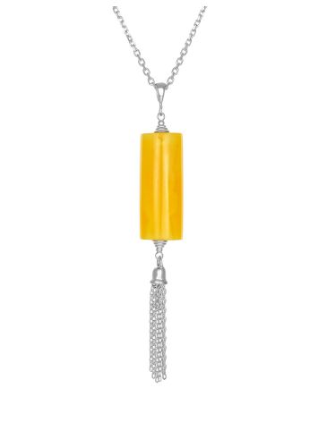 Изысканное колье-цепочка с оригинальной подвеской из янтаря, Length: 47, image 