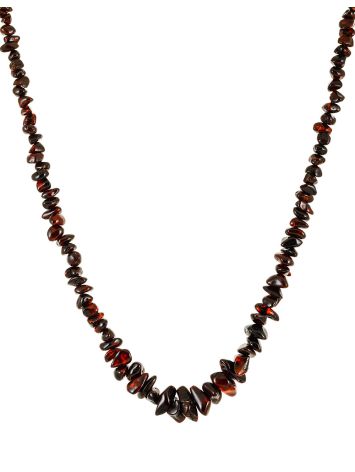 Original dark cherry-colored beads made from natural amber, Length: 42.5, image 