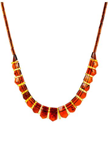 A deep cherry-colored amber flat necklace "Cleopatra", Length: 46.5, image 