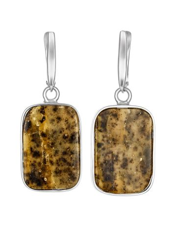 Silver earrings with natural amber inserts “Bella Terra”, image 