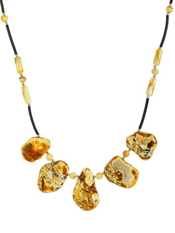 Stylish Five Stone Amber Necklace, image 