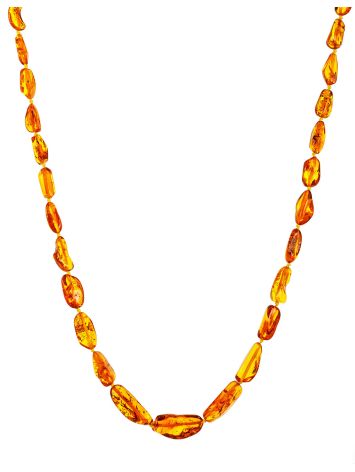 Stylish Baltic Cognac Amber Necklace, Length: 57, image 