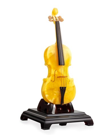 Handcrafted Amber Cello Figurine, image 