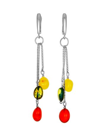 Vibrant natural amber "Olive" earrings, image 