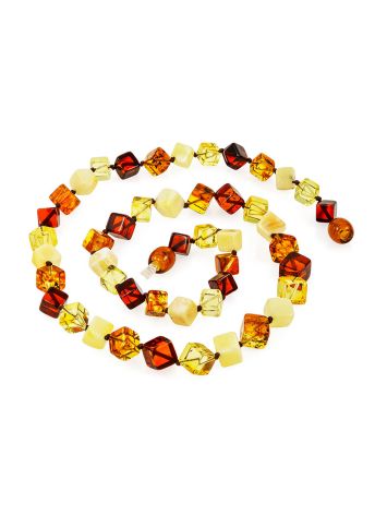 Vibrant multi-colored natural amber beaded necklace, image , picture 4