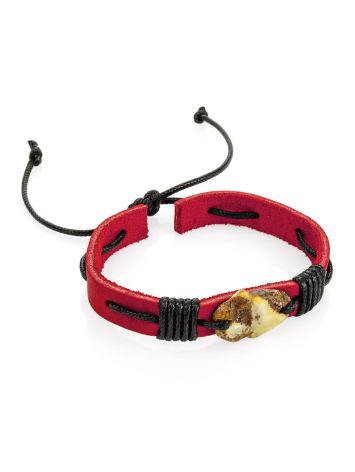 Unisex leather and amber Copacabana bracelet, image , picture 3