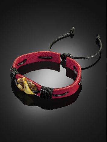 Unisex leather and amber Copacabana bracelet, image , picture 2