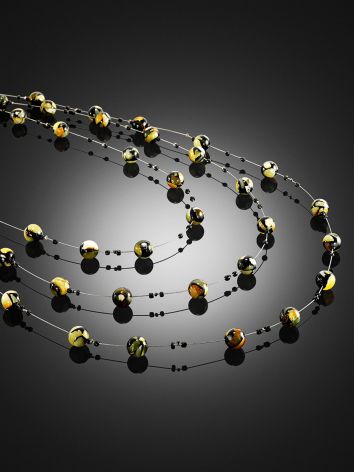 "Amber Dewdrops" Floating Necklace on Fine Invisible Cord, image , picture 2