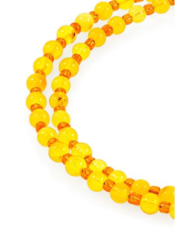Choker necklace made of honey amber and warm orange seed beads, image , picture 4