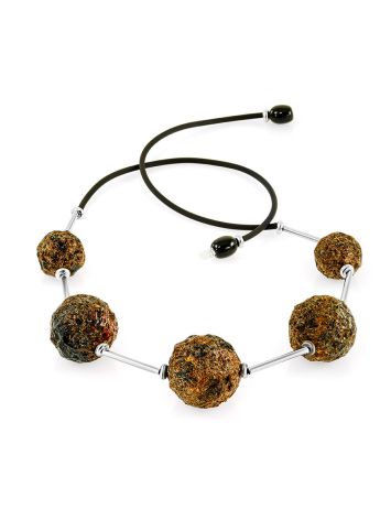 Unique genuine Baltic amber necklace Meteorite, image , picture 4
