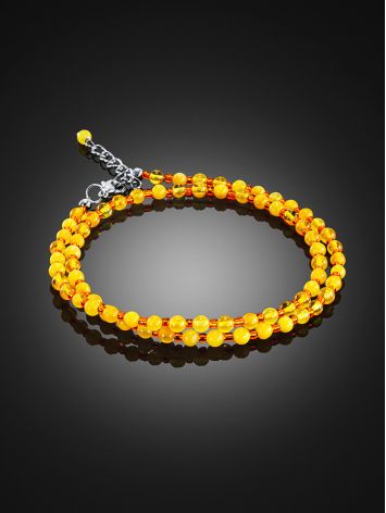 Choker necklace made of honey amber and warm orange seed beads, image , picture 2