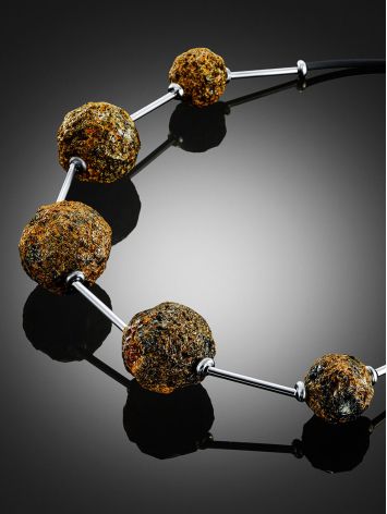 Unique genuine Baltic amber necklace Meteorite, image , picture 2