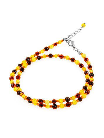 Gentle Caramel choker featuring genuine natural amber in multicolor shades, image , picture 4
