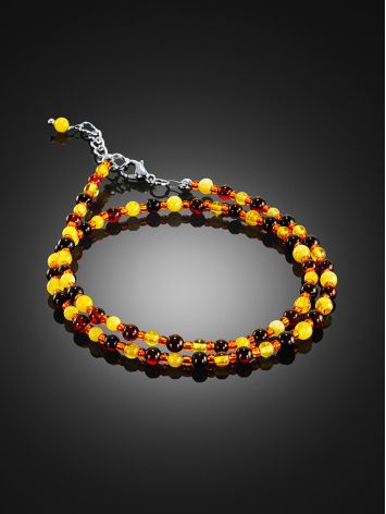 Gentle Caramel choker featuring genuine natural amber in multicolor shades, image , picture 2