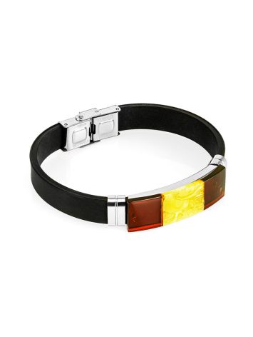 Men's rubber band bracelet set with genuine amber, image , picture 3