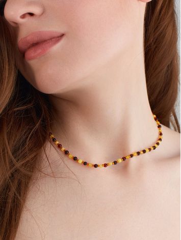 Gentle Caramel choker featuring genuine natural amber in multicolor shades, image , picture 3