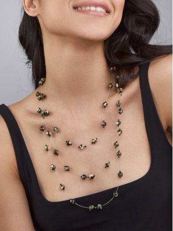 "Amber Dewdrops" Floating Necklace on Fine Invisible Cord, image , picture 3