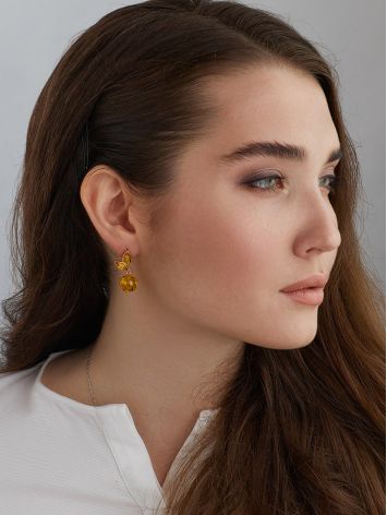 Beautiful earrings with natural lemon amber, image , picture 3