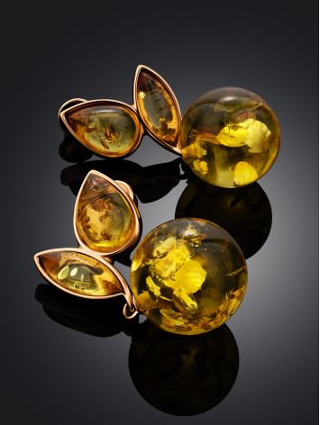 Beautiful earrings with natural lemon amber, image , picture 2