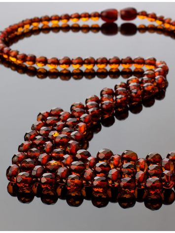 Intricately woven necklace made of natural cognac-colored amber, image , picture 3