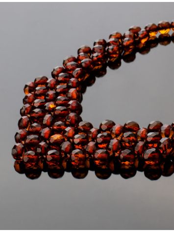 Intricately woven necklace made of natural cognac-colored amber, image , picture 6