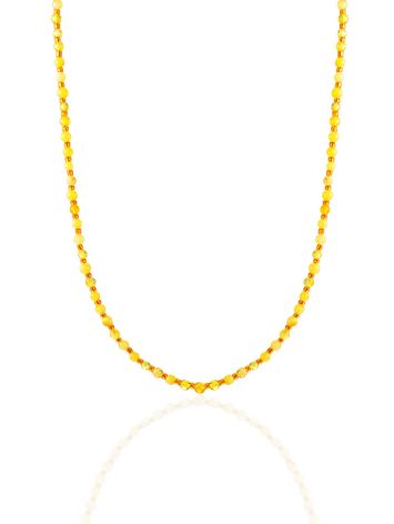 Choker necklace made of honey amber and warm orange seed beads, image 