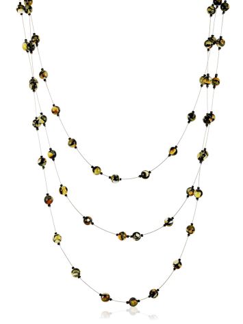 "Amber Dewdrops" Floating Necklace on Fine Invisible Cord, image 