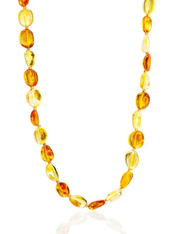Beautiful variegated beads made of natural amber in two colors, image 