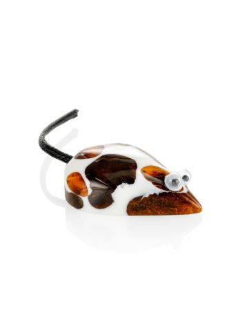 Charming wallet mouse charm made of amber mosaic, image 