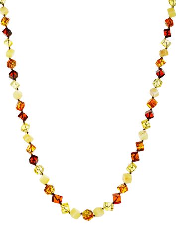 Vibrant multi-colored natural amber beaded necklace, image 