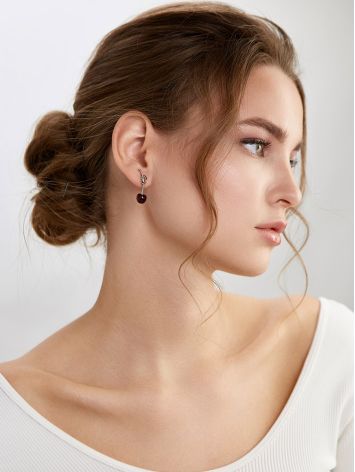 Adorable Cherry studs crafted with natural amber, image , picture 3