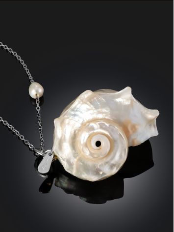 Chain Necklace With Seashell And Pearl The Oceania, image , picture 2