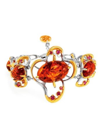 Gold Plated Bracelet With Cognac Amber And Crystals The Pompadour, image 