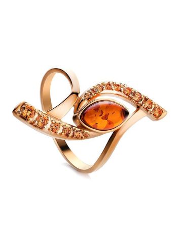 Golden Amber Ring With Crystals The Raphael, Ring Size: 8 / 18, image 