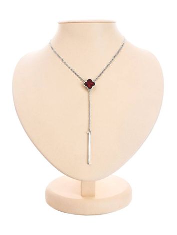 Chain Silver Necklace With Clover Shaped Amber The Monaco, Length: 60, image 
