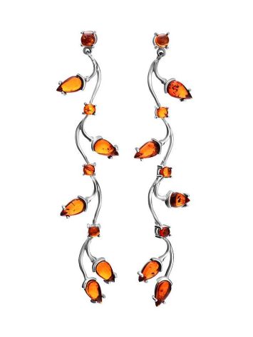 Sterling Silver Dangle Earrings With Cognac Amber The Verbena, image 