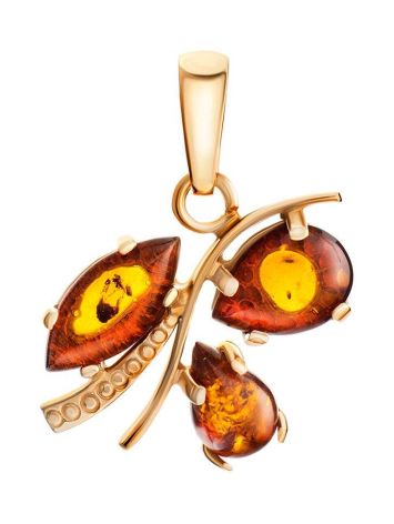 Gold-Plated Pendant With Cognac Amber The Verbena, image 