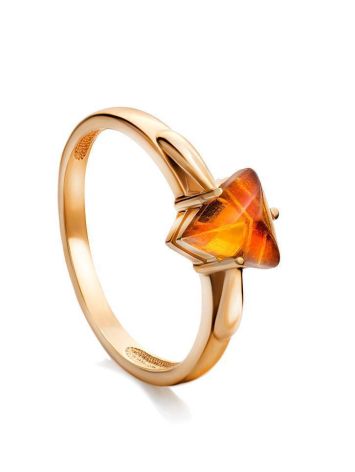 Golden Ring With Triangle Cut Amber The Horizon, Ring Size: 5.5 / 16, image 