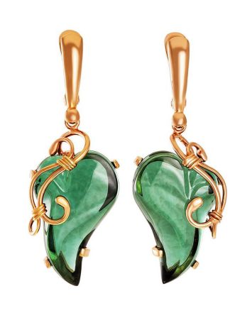 Bold Gold-Plated Earrings With Synthetic Tourmaline The Serenade, image 