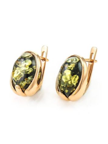 Gold-Plated Earrings With Green Amber The Astrid, image 