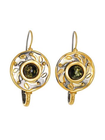 Green Amber Earrings In Gold-Plated Silver The Aida, image 