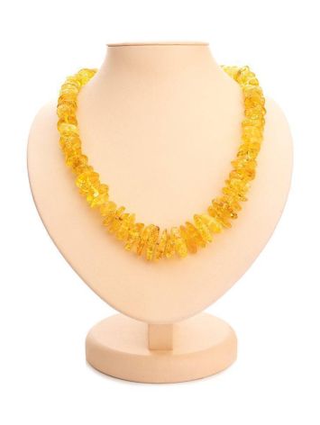 Lemon Amber Necklace With Glass Beads, image 