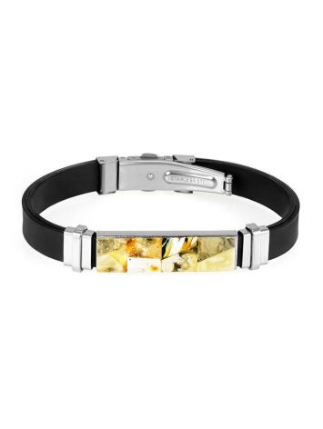 Rubber Mens Wristband With Amber Mosaic The Grunge, image 