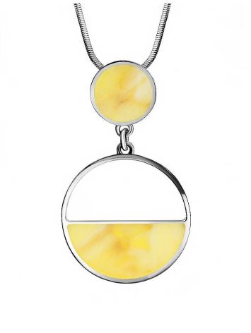 Flat Amber Pendant In Sterling Silver The Monaco, image 